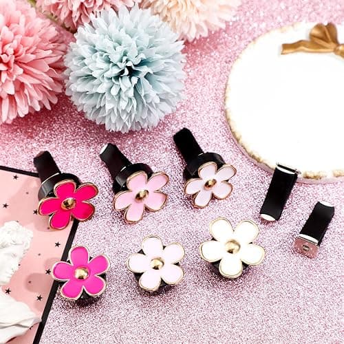 Frienda 6 Pcs Daisy Flower Air Vent Clip Accessories Air Conditioning Outlet Clip Car Air Freshener Dashboard Accessories Charm Car Inter Decor(3 cm, 3.3 cm,Red, Pink, White) thumbnail 4