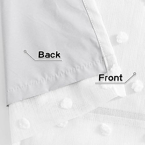 MYSKY HOME 100% White Blackout Curtains for Living Room Bedroom 84 Inches Long Total Light Blocking Drapes for Girls Room Thermal Insulated Curtains with Pom Pom Sheer Grommet Set of 2, 50W x 84L thumbnail 6