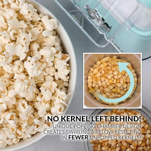 Nostalgia CLHAP12AQ Classic Retro Healthy Hot-Air Tabletop Popcorn Maker, Makes 12 Cups, with Kernel Measuring Scoop, Oil Free, Perfect for Birthday Parties, Movie Nights, Aqua thumbnail 4