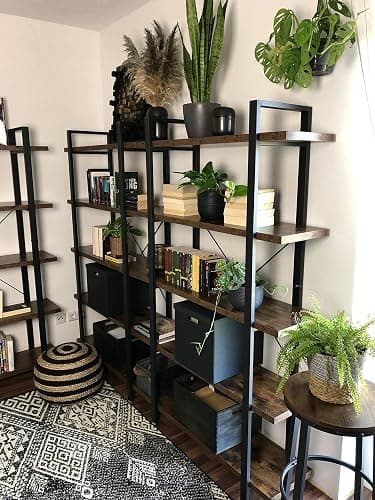 VASAGLE Bookshelf, 5-Tier Industrial Stable Bookcase, Storage Rack, Standing Shelf, Easy Assembly, Living Room, Bedroom, Office, Rustic Brown and Black LLS55BX thumbnail 7