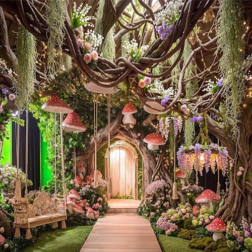 Bucherry Hanging Green Spanish Moss Classroom Fairy Party Ceiling Decor | Artificial Vines for Safari Tropical Whimsical Wall Decor, Enchanted Indoor Outdoor Garden DIY Hanging Greenery thumbnail 5