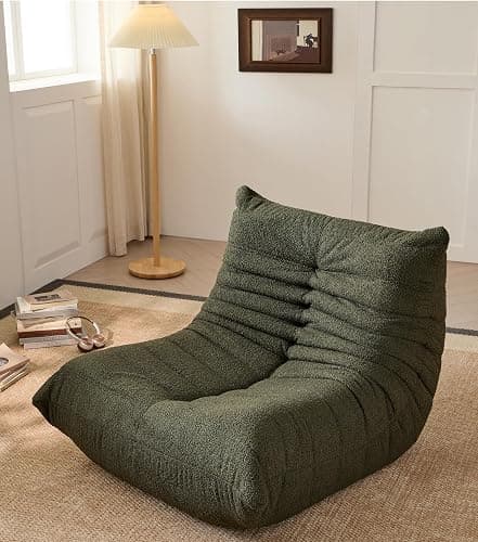Adults Bean Bag Chairs Togo Couch Comfy Lazy Floor Sofa, Green, 1 Seater thumbnail 3