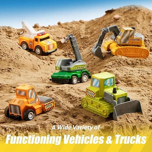 JOYIN 18 Pcs Pull Back City Cars and Trucks Toy Vehicles Set, Friction Powered Cars Toys for Toddlers, Kids Stocking Stuffers, Treasure Box Gifts for Classroom, Christmas Great Gifts for Grandkids thumbnail 5