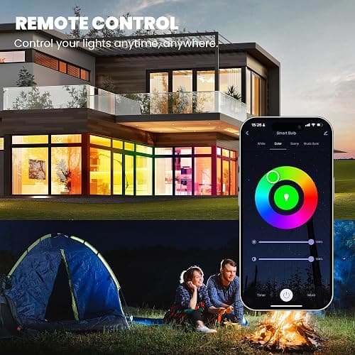 UPXNBOR E27 Smart Bulb, Alexa Light Bulb A19, WiFi Smart Light Bulb 9W, 16 Million Colours, Dimmable RGB, Works with Alexa & Google Assistant, Schedule & Timer, Energy Saving, 2.4GHz Only, 1 Pack thumbnail 5