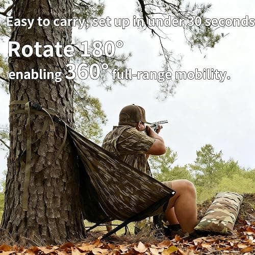 Bluexbear Low Down Hunting Seat with Adjustable Height, Portable Folding Tree Stand & 180° Pivot Lightweight Hammock Chair for Deer Hunting, Turkey Duck Blind, Camping Stool thumbnail 2