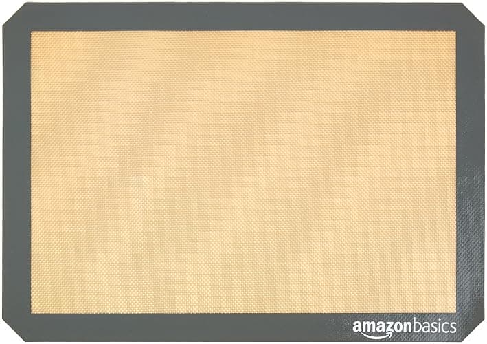 Amazon Basics Silicone Rectangular Baking Mat, Non-Stick Reusable Oven Bakeware, 16.5" x 11.6", New Beige/Gray, Pack of 2 thumbnail 5