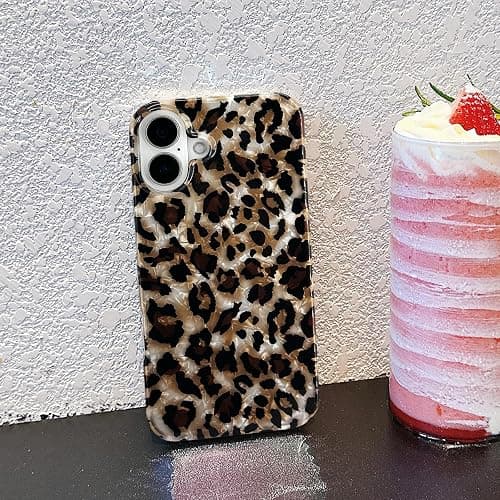 J.west Compatible with iPhone 17 Case,Luxury Sparkle Translucent Clear Vintage Leopard Print Soft Silicone Cover for Girls Women Protective Phone Case for iPhone17 6.3 inch Cheetah thumbnail 6