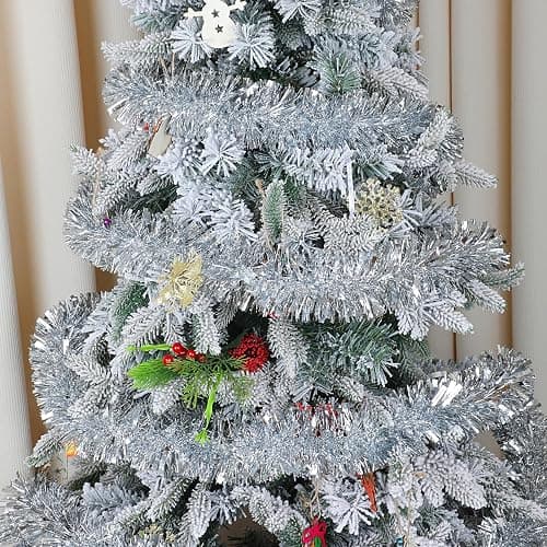 Decora 33 Feet Silver Tinsel Garland, Christmas Metallic Hanging Tinsel Garland for Xmas Tree Home and Party Decoration (Pack of 2) thumbnail 2