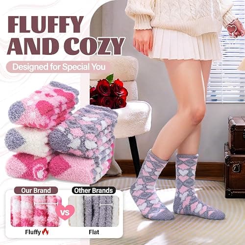 Anlisim Fuzzy Socks for Women, Soft Comfy Cozy Fluffy Thick Winter Warm Fleece Slipper Socks thumbnail 3