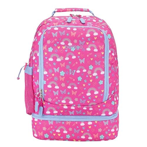 Bentgo Kids 2-in-1 Backpack & Insulated Lunch Bag - Durable 16” Backpack & Lunch Container in Unique Prints for School & Travel - Water Resistant, Padded & Large Compartments (Rainbows & Butterflies) - Image 1