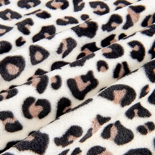Edenleaf Leopard Print Blanket Fleece Throw for Bed Sofa Travel and Camping, Super Soft Cozy Fluffy Plush Cheetah Print Blanket for All Seasons 60"x80" (Cream) thumbnail 7