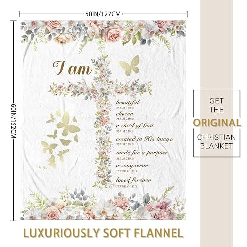Ekpvgit Christian Gifts for Women Blanket 50"x60", Religious Gifts for Women Christian, Inspirational Birthday Catholic Spiritual & Baptism Confirmation Gifts for Girls thumbnail 3