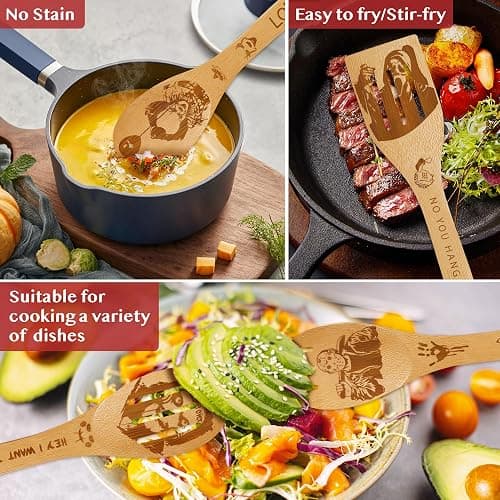 Horror Merch,9Pcs Bamboo Cooking Utensils Set,Spoons with Apron Oven Mitts Pot Holder,Halloween Horror Gifts for Men Women,Horror Decor,Horror Collectibles,Spooky Kitchen Accessories thumbnail 4