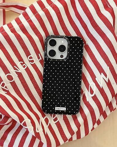 Reownest Case for iPhone 11, Soft TPU Protective Phone Case with Aesthetic Cute Polka Dot Simple Design for Women Girls - Black thumbnail 7