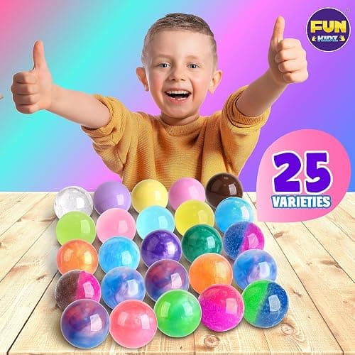Big 25 Variety Slime Balls Party Favors for Kids, FunKidz 5.5cm Ball Size Bulk Premade Slime Pack Toys for Boys Girls 6-12 with Galaxy, Butter, Cloud, Unicorn, Mermaid, Glow, Clear Slimes thumbnail 4