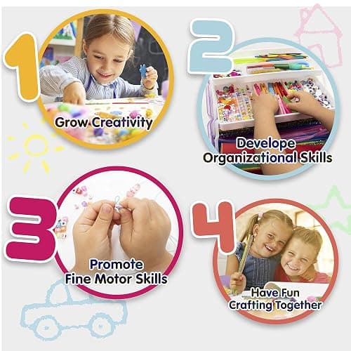 Olly Kids Arts and Crafts Supplies for Kids Girls 4 5 6 7 8 9 10 11 & 12- Ultimate Crafting Supply Carboodle in Portable 3 Layered Plastic Art Box thumbnail 5