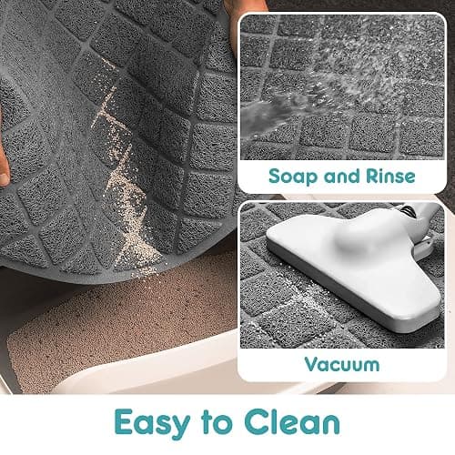 Conlun Cat Litter Mat Litter Trapping Mat, 24" x 17" Premium Durable PVC Grid Mesh with Scatter Control, Non-slip, Less Waste Cat Litter Box Mat, Soft on Kitty’s Paws, Urine Waterproof thumbnail 5