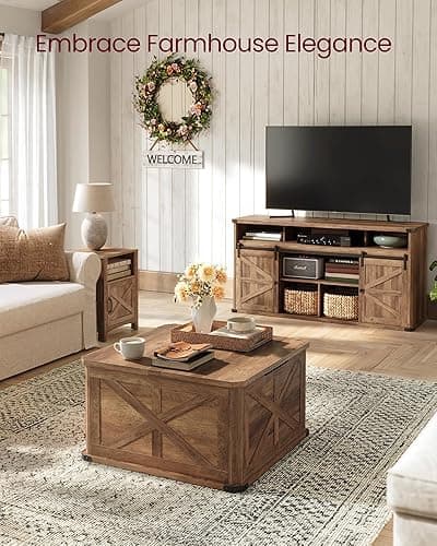 VASAGLE Farmhouse Coffee Table with Storage, Square Coffee Table for Living Room, Center Table with Flip-Top Lids, Honey Brown ULCT232K41 thumbnail 8