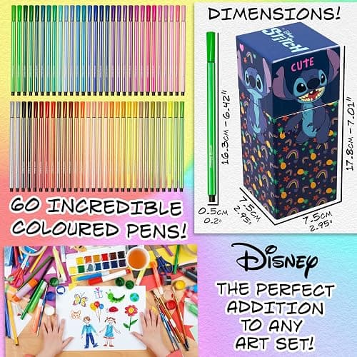Disney Stitch Colouring Pens for Kids Felt Tip Pens Art Supplies - Stitch Gifts (Blue) - Blue thumbnail 3