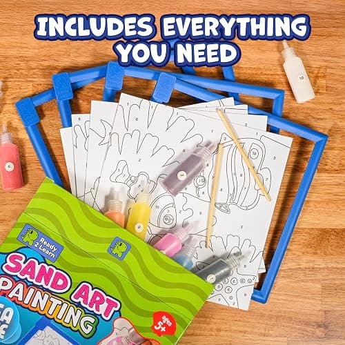 Ready 2 Learn Sand Art Gallery - Color by Number - Sea Life - Sand Art Kit for Kids - 10 Bright Colors - 4 Design Sheets with Frames - 2 Styluses thumbnail 6