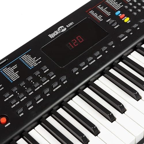 RockJam 61-Key Compact Keyboard Piano with LED Display, Keynote Stickers & Lessons thumbnail 4