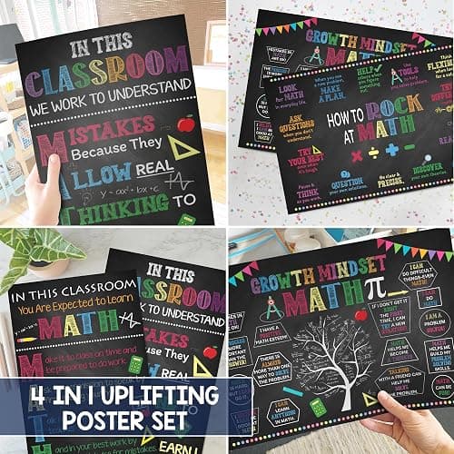 BEAWART Math Posters, 4 Pack 11x17 Classroom Chart for Teacher Elementary | Supplies for Students, Decorations for Elementary, Middle, High School, Mathematics Education, Essential Signs Must Haves thumbnail 2
