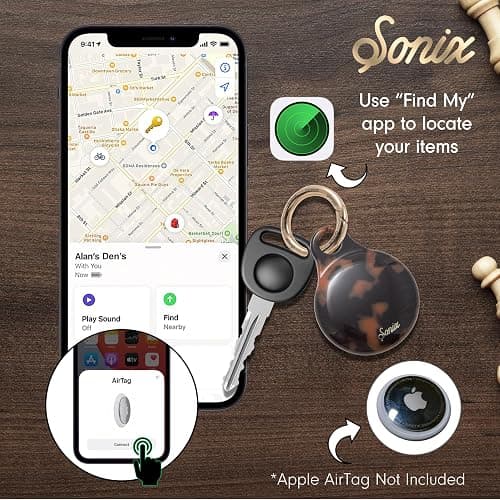 Sonix Cases for Apple AirTags with Gold Carabiner - AirTag Hard Cover Protective Case - AirTag Holder Keychain | Tortoiseshell Print | Brown Tort thumbnail 3