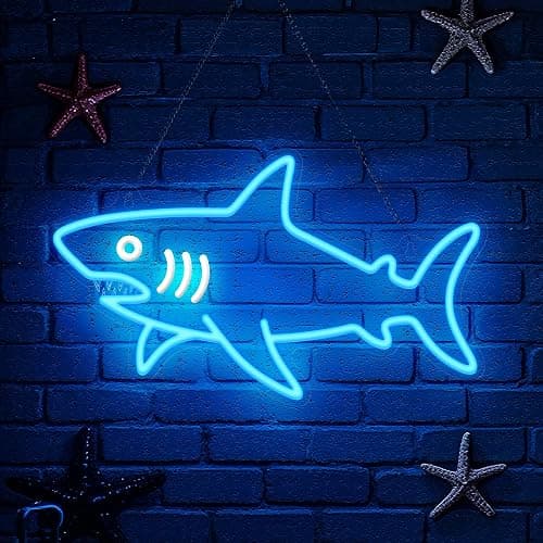 CoolGift Mart Shark Neon Sign, Dimmable LED Shark Light Animal Wall Decor, Christmas Gift White Elephant Gifts for Boys Men, Bedroom Living Room Man Cave Home Decoration With USB Powered thumbnail 9