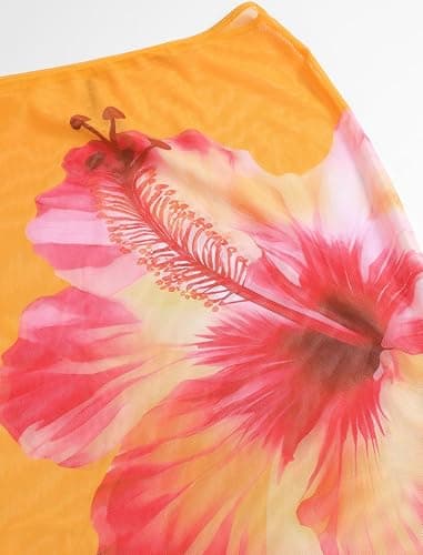ZAFUL Women 3 Piece Bikini with Cover Up Skirt Halter Bandeau Swimsuit Floral Tie Side Cheeky Bathing Suit thumbnail 7