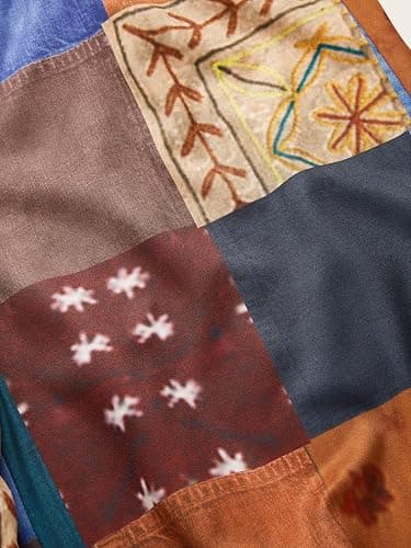 WDIRARA Women's All Over Print Patchwork Wide Leg Hippie Elastic High Waist Boho Pants - Small - A Multicolor Brown Animal thumbnail 4