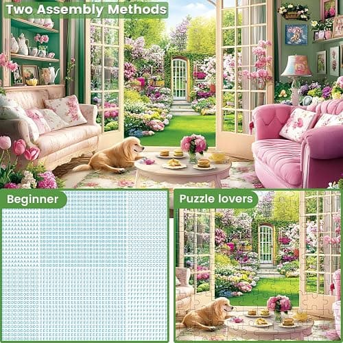 300 Piece Puzzles for Adults, Jigsaw Puzzles 300 Pieces for Adults Kids Building Flowers Puzzle Recycled Cardboard Jigsaw Puzzle Challenging Puzzles Game Family Activity Gift Toy 20.5x15inch thumbnail 4