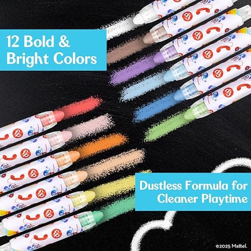 Fisher-Price™ Dustless Chalk Set - 12 Bright Colors with Adjustable Holders, Portable Storage Case, Washable Art Supplies, Safe & Non-Toxic, Draw on Chalkboards, Sidewalks, and Paper thumbnail 4