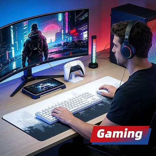 Galdas Mouse Pad For Gaming,Forest Background Pattern XXL XL Large Mouse Mat Long Extended MousePad Desk Mat Non-Slip Rubber Mice Pads Stitched Edges Thin (31.5 x 11.8 x 0.12 Inches) Tree thumbnail 2