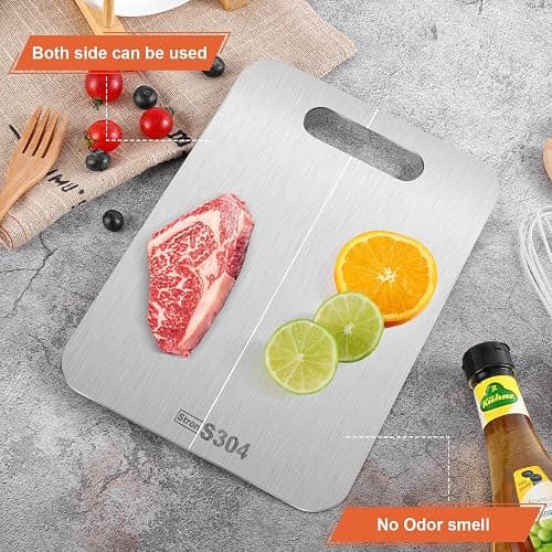 Stron-Dura Cutting Boards for Kitchen, Cutting Board, Foodgrade Stainless Steel Cutting Board for Meat,Fruit, Vegetables, Outdoor or Indoor, L 15 .4" * 11" thumbnail 2
