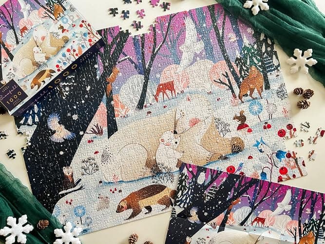 Elena Essex Puzzle - Snowfall | Christmas Puzzles 1000 Pieces | Puzzles for Adults 1000 Pieces | Holidays Snow Polar Bear Winter Animals Puzzle | Size 28x20 inches thumbnail 6