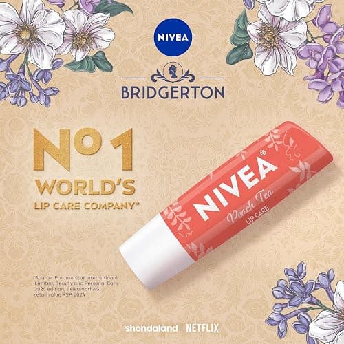 NIVEA Peach Tea Lip Balm, Nourishing Lip Care, Bridgerton Limited Edition Tinted Lip Balm with Peach Flavor and Shea Butter, 3-in-1 Moisture, Repair and Color, 0.17 Oz Stick thumbnail 5