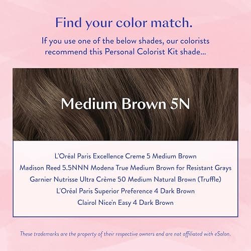 eSalon Permanent Hair Color & Dye Kit - Medium Brown - Personal Colorist for Up To 100% Gray Coverage, All Hair Types - Professional-Grade Ammonia-Free Hair Dye thumbnail 5
