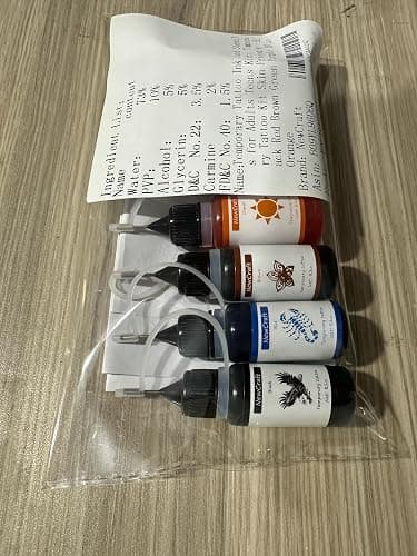 Temporary Tattoo Ink and Stencils for Adults Teens Kids, Temporary Tattoo Kit Skin Friendly - Black Red Brown Green Purple Blue Orange thumbnail 9