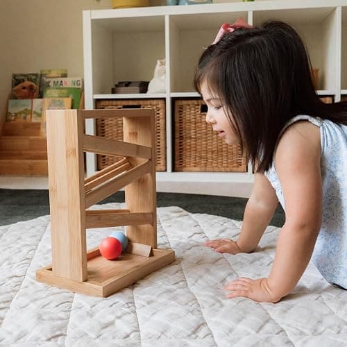 Montessori Small Ball Tracker Wooden Ball Drop - Wood Toys for 3 Year Old - Educational Toy for Baby and Toddler - Ramp Maze Run Track thumbnail 2
