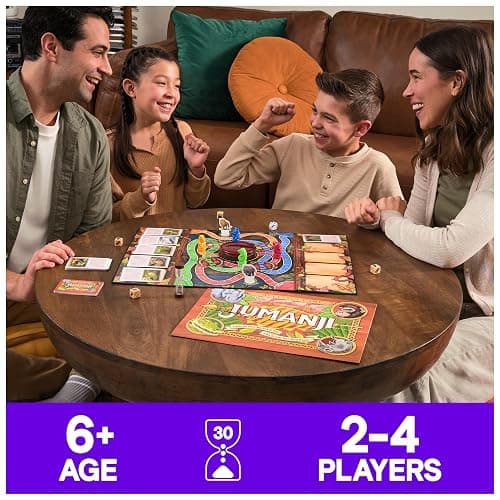 Spin Master Games, Jumanji 30th Anniversary Edition, The Classic Thrilling Adventure Family Board Game Based on The Action-Comedy Movie, Updated Jungle Challenges, 2-4 Players, for Ages 6 & Up thumbnail 2