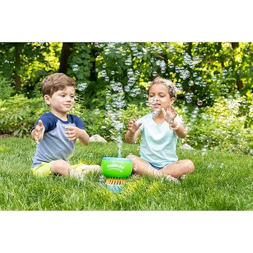 FUBBLES NO Spill Funfiniti Bubble Machine | Blows One Hour of Non Stop Bubbles | Amazon Exclusive Toy Set Includes 36oz of Non Toxic Refill Solution (Bubble Solution Bottle Colors Will Vary) thumbnail 11