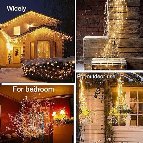 VOOKRY 10 Strands 200 LEDs Hanging Twinkle Fairy Lights Battery Operated with Remote, Waterproof Waterfall Vine String Lights Silver Wire Branch Lights with Timer for Outdoor DIY Watering Can Lights thumbnail 4