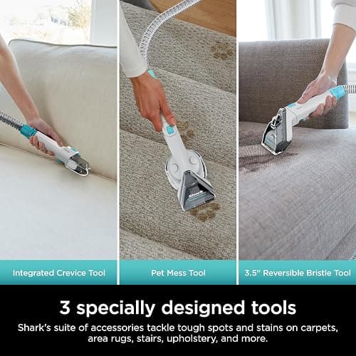 Shark StainStriker Portable Carpet, Upholstery & Area Rug Cleaner with Pet Mess Tool, Stain & Odor Remover, Perfect for Car Interiors, Includes 3 Cleaning Tools & Cleaning Solution, White, PX201 thumbnail 5