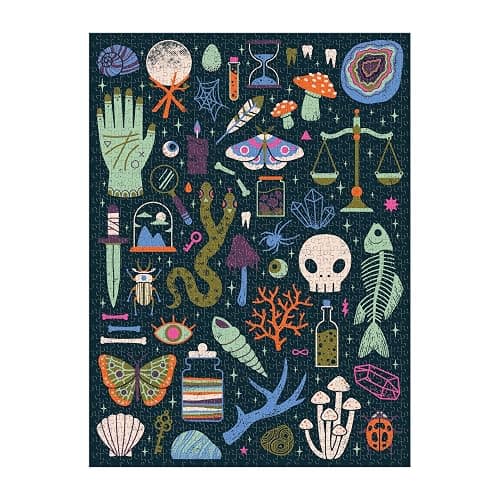 Galison Occult and Curious – 1000 Piece Glow in The Dark Jigsaw Puzzle Featuring an Eerie Collection of Creepy and Spooky Objects thumbnail 5