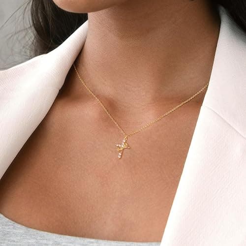 Robaice Perfect Gifts for Women – 14K Gold & Silver Plated Crown Cross Necklace, Enhanced Sparkle & Non-Tarnish Faith Jewelry with 12-Color Zircon Birthstones, Birthday & Christmas Gifts thumbnail 3
