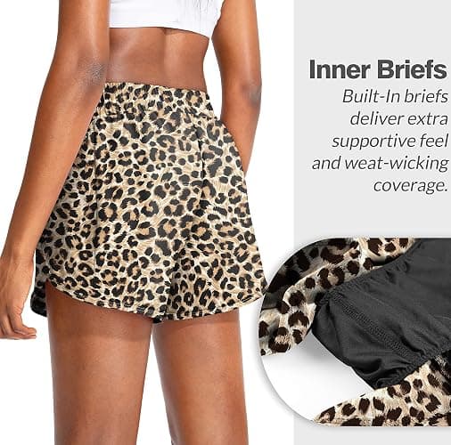 Soothfeel Womens Running Shorts with Zipper Pockets High Waisted Athletic Gym Workout Shorts for Women with Liner thumbnail 3