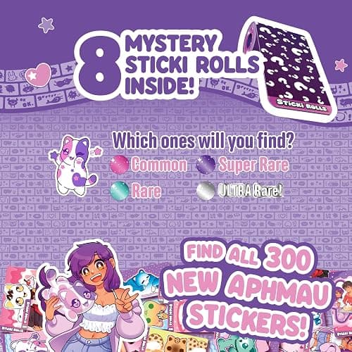 Sky Castle Sticki Rolls x Aphmau Toy Pendant & Bracelet Set – 120 Holographic Stickers, Wearable Toy Jewelry, and Collector’s Page – Limited Edition for Kids Ages 5 and Up - Rainbow Swirl Cat thumbnail 7