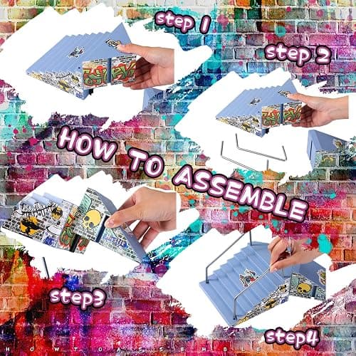 Civaner Fingerboard Skatepark Set 24 Pcs Mini Finger Toy with Finger Skateboards Ramp, Finger Bikes, Finger Scooter, Finger Skates for Skate Lovers Gift thumbnail 6