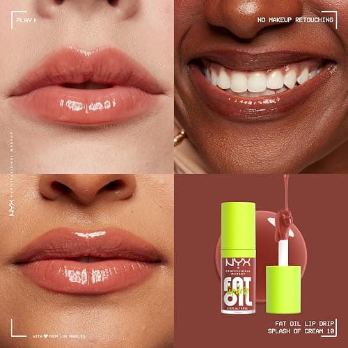NYX PROFESSIONAL MAKEUP Fat Oil Lip Drip, Moisturizing, Shiny and Vegan Tinted Lip Gloss - Splash of Cream (Honey Nude) thumbnail 2
