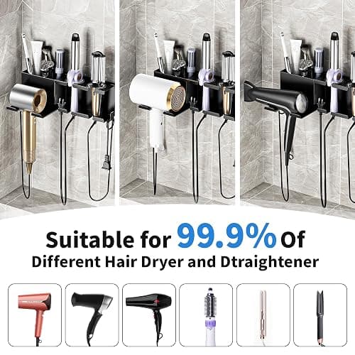 MAYZOLOP Hair Dryer Holder, Hair Tool Organizer, Blow Dryer Hanger Wall Mount for Dryer Hook, Bathroom Space-Saving Blow Dryer Organizer, Curling Irons Storage Wall Mounted thumbnail 8